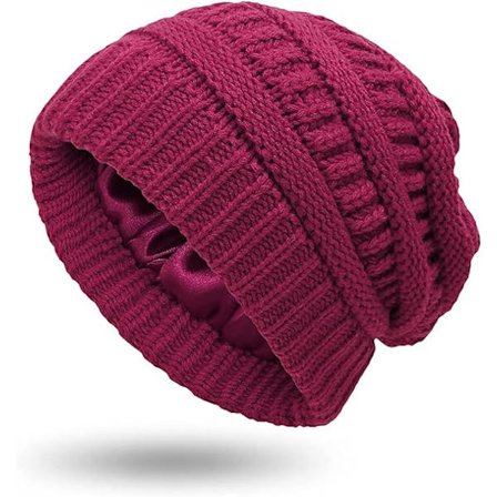 Vintervarm Strikket Hat med Satinforing Kabelstrikket Beanie Chunky Slouchy Skull Cap til Kvinder