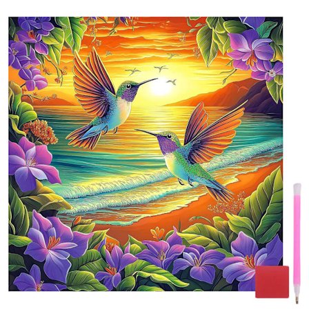 Diamond Art Kits til voksne, Fugl 5D Diamantmaleri Kits til begyndere DIY Gem Art Fuld Drill Diamantprikker til hjemmevægsdekoration Gaver 35x35 cm