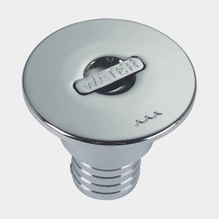 Kansiläpivienti vesi Foresti & Suardi Brass Deck Filler Water, suora, kromattu messinki & kansi ruostumatonta terästä, Ø38 mm letkulle