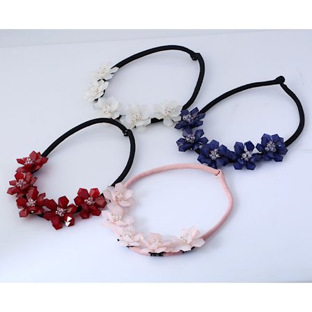 Eurooppalainen ja amerikkalainen suosittu hartsi käsin kudottu kukka lyhyt kaulakoru, 4 kpl - punainen, sininen