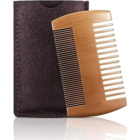 Skægkam Skæg Trækam, Overskæg Kam Træ med Læder