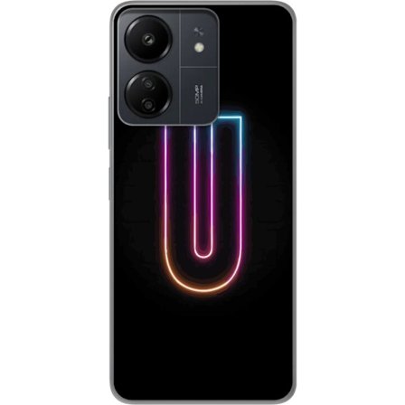 Kompatibelt Mobildeksel til Xiaomi Redmi 13C Minimalistisk neonbokstav U i fargerik lys effekt mot svart bakgrunn