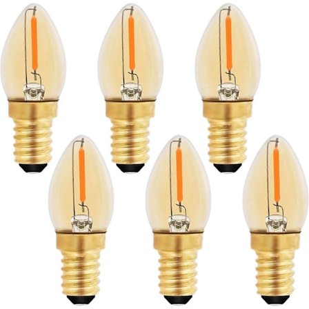 C7 LED Ljusstake E14, 0,5W 5W Ekvivalent, Amber LED Filament Lampa E14 Ljuskrona 2200K Varmvit, Ej Dimbar, 6-pack