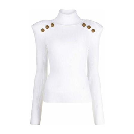 Balmain Turtlenecks vit, Dam Polotröjor, Dam, Storlek: M