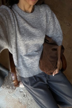 NA-KD Knitted Short Sleeve Sweater - Oversize trøjer - Grå - XS (EU 32)