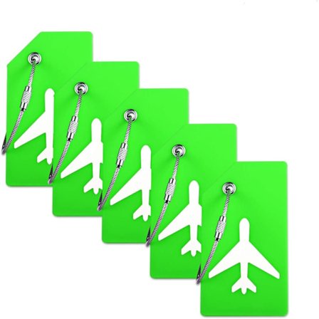 Bagagemærke, silikone, grøn, 5 stk.