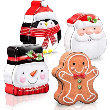 4-pack Metalliska Julgåvokartonger med Olika Lock för Festdekorationer