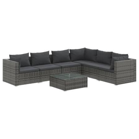 Vidaxl Loungegrupp För Trädgården Med Dynor 7 Delar Konstrotting Grå