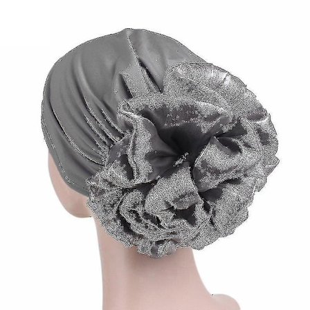 Naisten Turbaani Kukka Solmu Hat Huivin Hijab Kemoterapia Pää Kääri Hattu, harmaa