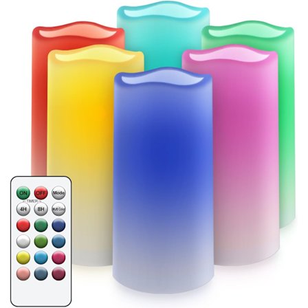 LED-ljus med fjärrkontroll, RGB-färgskiftning, flimrande flamlösa ljus med timerfunktion, batteridriven elektrisk ljus, vattentät