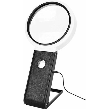 4566 Läsförstoringsglas med UV-LED-lampa, 3,5 och 25 förstoring - Linsstorlek 20 och 80 mm, höjd upp till 130 mm