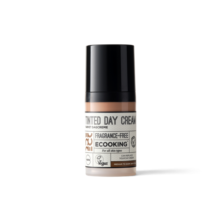 Ecooking Farvet Dagcreme Medium/dark 30 ml - Fugtgivende med Hyaluronsyre, Aloe Vera og E-Vitamin