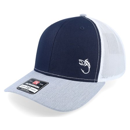 Skillfish - Blue - trucker - Cap - White Fish Hook Logo Navy/White/Heather Trucker - Hatstore