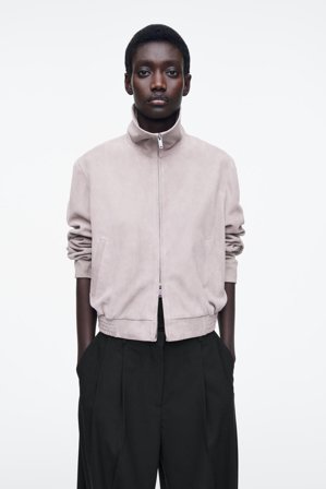 COS Women's Suede Bomber Jacket in Purple