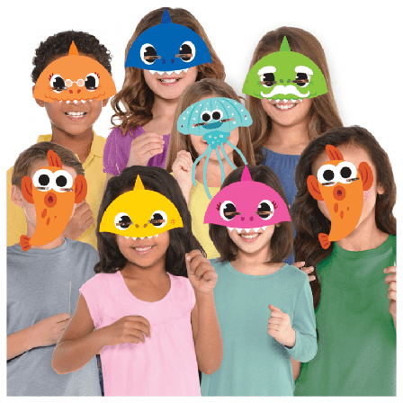 Ansiktsmasker Baby Shark 8-pack - Baby Shark Kalas Dekoration - Kalaslagret.se