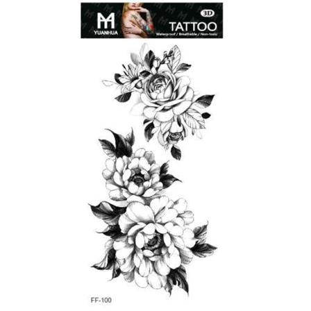 Tillfällig Tatuering 19 X 9cm - 2x Blombuskar M Diverse Blommor