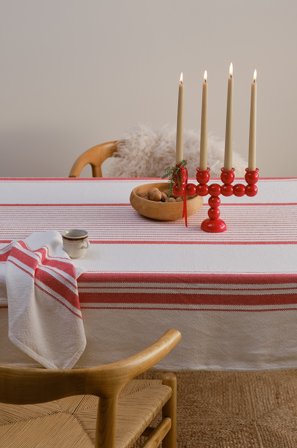 Jotex - Duk rød/naturhvit - KLAUS - Kjøp Duker hos Jotex