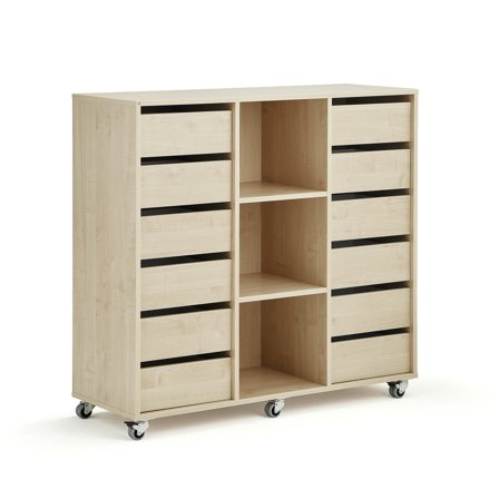 Schüleraufbewahrung CASPER, 12 Schubladen, 3 Fächer, Birke