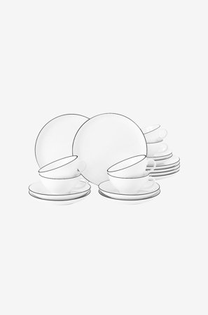 Seltmann Weiden - Teservis Seltmann Lido Black Line 18 delar - Vit - Koppar & muggar - Från Homeroom