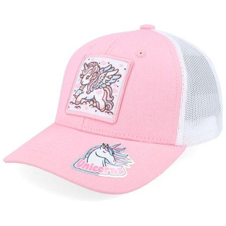 Kinder Unicorns - Rosa trucker Cap - Kinder Flying Unicorn Patch Pink/White Trucker @ Hatstore