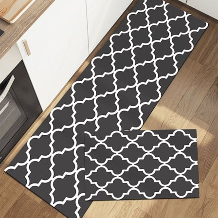 Kitchen Mat [2-Pack] Cushioned Anti-Fatigue Kitchen Rug, Waterproof and Non-Slip Ergonomic Foam, Dark Grey