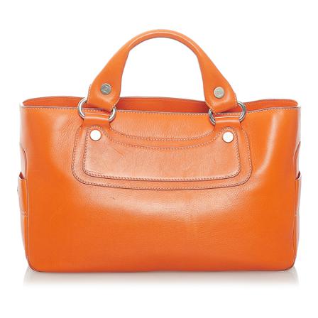 Celine Vintage Pre -owned Boogie Leather Håndtaske Orange, Dame Vintage Tasker, Størrelse: ONE Size