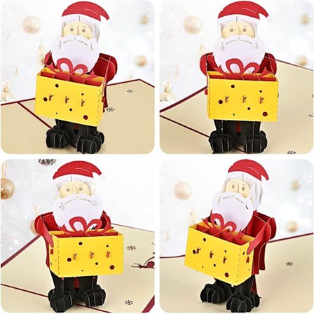 4 stk 3D julekort, julekort med konvolutt Pop Up Chris