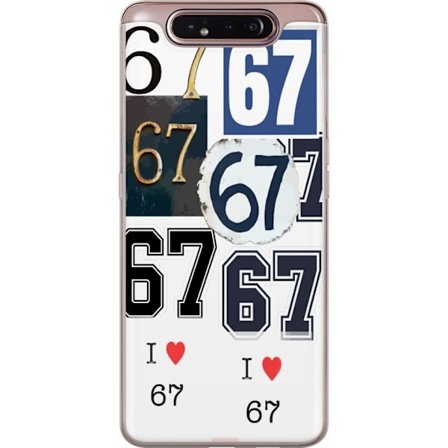 Kompatibelt Mobilskal till Samsung Samsung Galaxy A80 67 meme vintage nummer kollage retro 6-7 nummer klassisk typografi vintage design