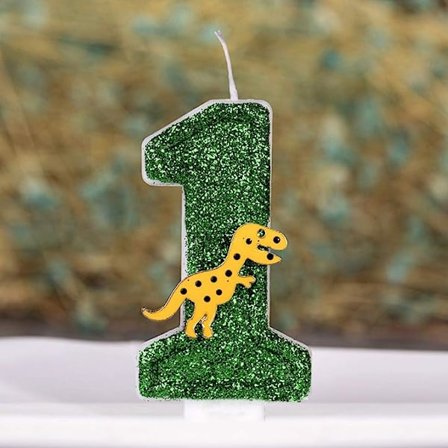 Suuri glitter-dinosaurus syntymäpäiväkynttilä