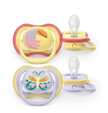 Philips Avent Ultra Air Lyslilla/Lysegul 2-Pak 0-6 mdr, Børn & Forældre, Sutter, Silikonesutter