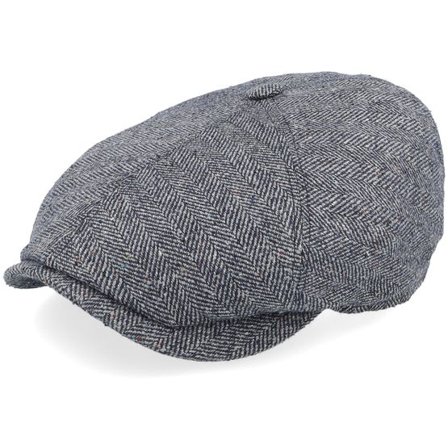 Stetson - Grå flatcap Keps - 6-panel Silk Blue Herringbone Flatcap @ Hatstore