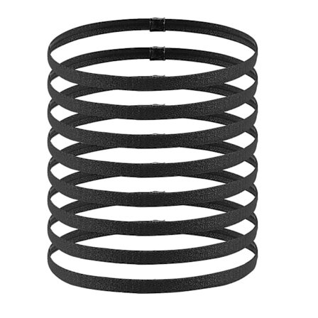 Pakke med 8 elastiske sportshodebånd, sklisikre hårbånd, tynt hodebånd for menn, kvinner og barn (svart)