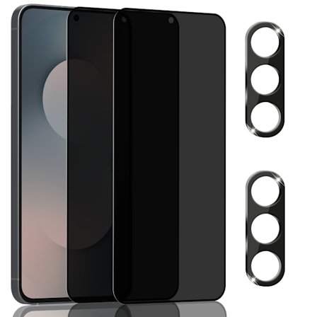2-Pack Samsung S25 FE Privacy Skärmskydd & 2-Pack linsskydd - Härdat Glas 9H - Super kvalitet 3D
