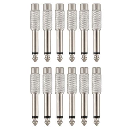 6,3 mm 0,6 cm Mono Hannkontakt Til RCA Hunnkontakt Lydadapter 12 stk
