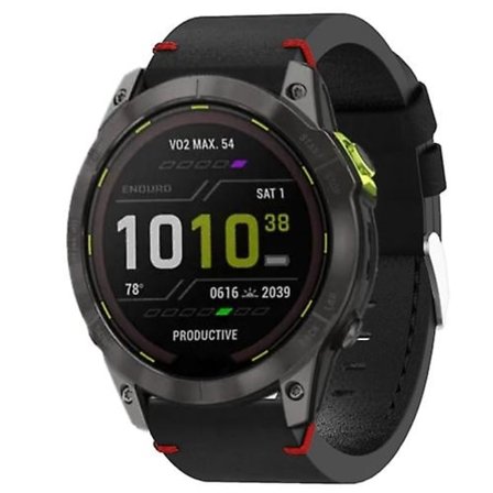 För Garmin Enduro 2 26mm lädersutur stålspänne watch