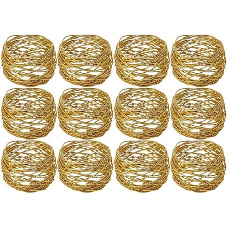 Handgjorda Runda Nappringhållare i Guld för Matbord, Fest, Vardag, Set om 12 (Guld, 12)