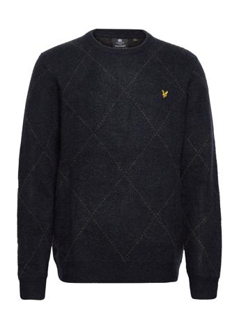 Brushed Argyle Jumper Neulepaita Pyöreä Kaula-aukko Musta Lyle & Scott