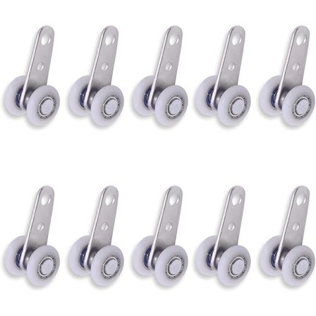 10 stk. 49 x 22 mm Metaltrisser med 2 stk. Plast Hjul til Skydedøre