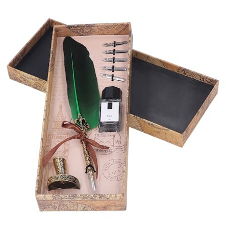 Fjerpen i zinklegering med høj glathed, elegante farver, europæisk retrostil, fjerpen til skrivning, tegning, grøn