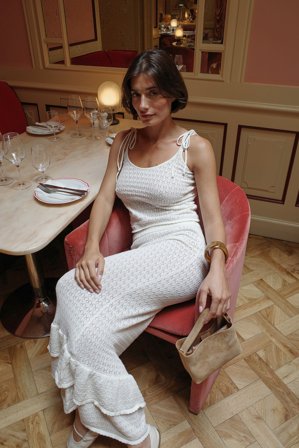 NA-KD Knitted Crochet Tie Detail Singlet - Toppe - Råhvid - XS