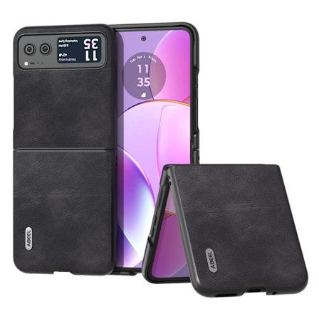SKALO Motorola Razr 40 5G ABEEL PU-Läder Fold Skal - Svart
