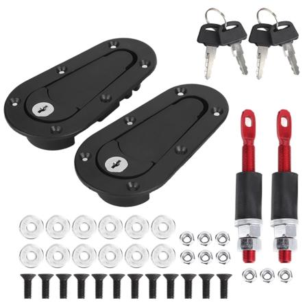 Carbon Fiber Racing Car Motorhjelm Pin Universal Motorhjelm Låse Låsesæt med nøgler Sort
