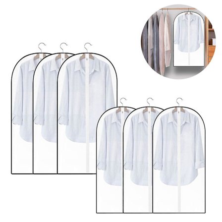 6 stk. Møllsikkert klespose-trekk, lett, gjennomsiktig, hvit, pustende poser