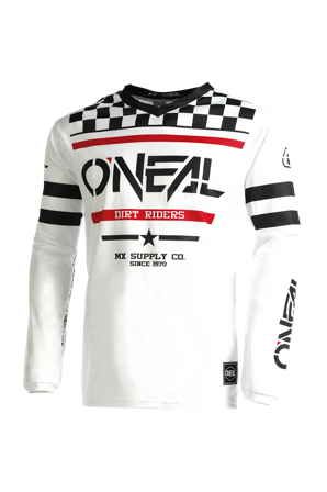 Maglia Cross O'Neal Element Squadron Bianco-Nero S