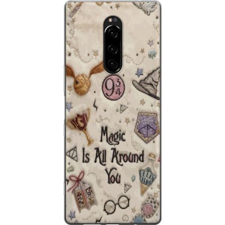 Kompatibelt Mobilskal till Sony Sony Xperia 1 Broderad magisk illustration med symboler, citat och fantasivärld inspirerad av sagor som skapar en mju