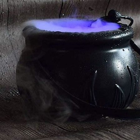 Halloween Deco, Halloween Cauldron Mister Mist Maker Smoke Dim Machine LED Witch Cauldron Halloween Smoke Device Färg Chan