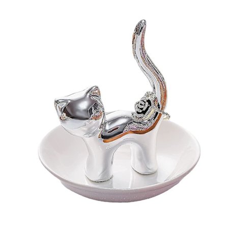 Katt Ringholder Keramisk Smykkeskrin Smykkeskrin Moderne Ringbrett Smykkeholder Søt Katt Ørepynt