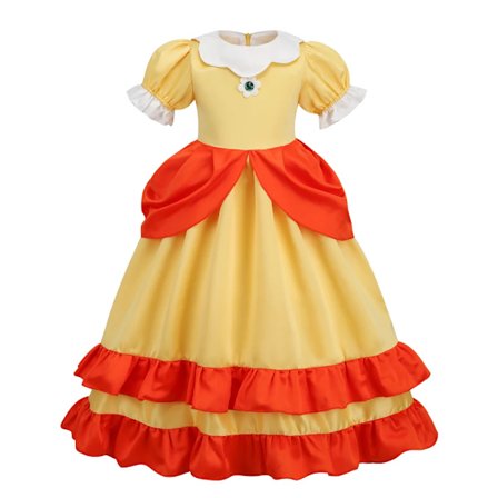 Daisy Prinsessklänning Flicka Tecknad Cosplay Kostym Sommar Barn Orange Party Kläder 2-10 År Halloween Maskerad Kläder Daisy Klänning Daisy Klänning