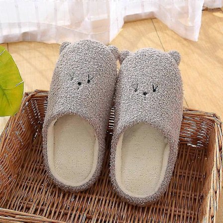 Gradient vinter indendørs dametøfler hus plys bløde varme bomuldstøfler skridsikre gulvsko hjemme herre fluffy tøfler soveværelse B-coffee_YF