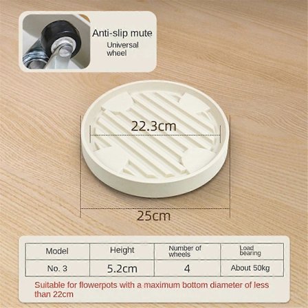 Pyöreä Siirrettävä Kukkaruukun Alusta Pyörillä Ulko- ja Sisäkäyttöön Puun Kukka-asetelma Kiinnike Päivittäiset Käyttötavarat B